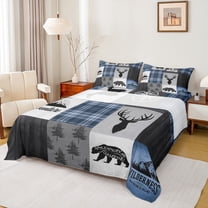 Feelyou Rustic Bear Print Twin Sheet Sets, Farmhouse Woodland Wildlife Twin Fitted Sheet, Countryside Tree Flat Sheet, Luxury Bedroom Decor, 3pcs