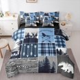 thumbnail image 1 of Feelyou Rustic Bear Twin Bedding Sets 7pcs, Blue Buffalo Bedding Comforter Set, 1 of 7