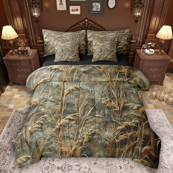Feelyou Rustic Branches Bedding Comforter Set 7pcs, Plant Botanical King Bedding Sets