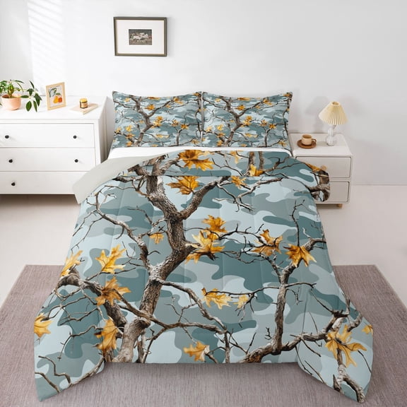 Feelyou Rustic Branches Twin Comforter Sets, Camouflage Bedding Set, 2pcs