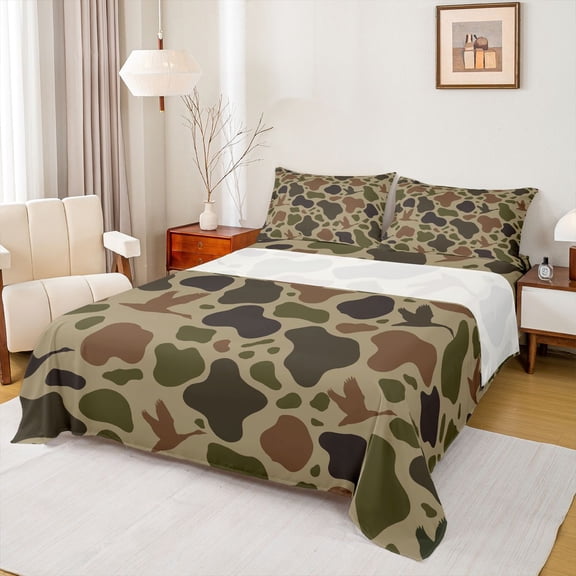 Feelyou Rustic Camouflage Teen Twin Sheet Sets, Wildlife Duck Animal Bedding, 3pcs