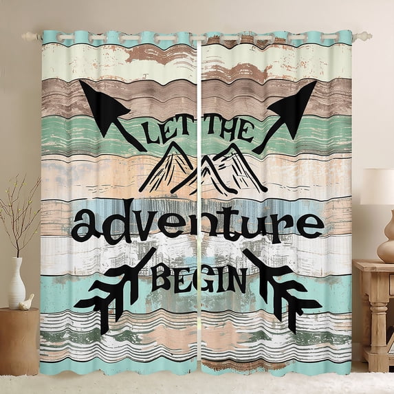Feelyou Rustic Camping Car Black Out Curtains for Teen, Rustic Hunting Fishing Curtains Pack of 2 (42x63 Each), Jungle Adventure Bedroom Curtains, Curtains and Drapes Room Decor