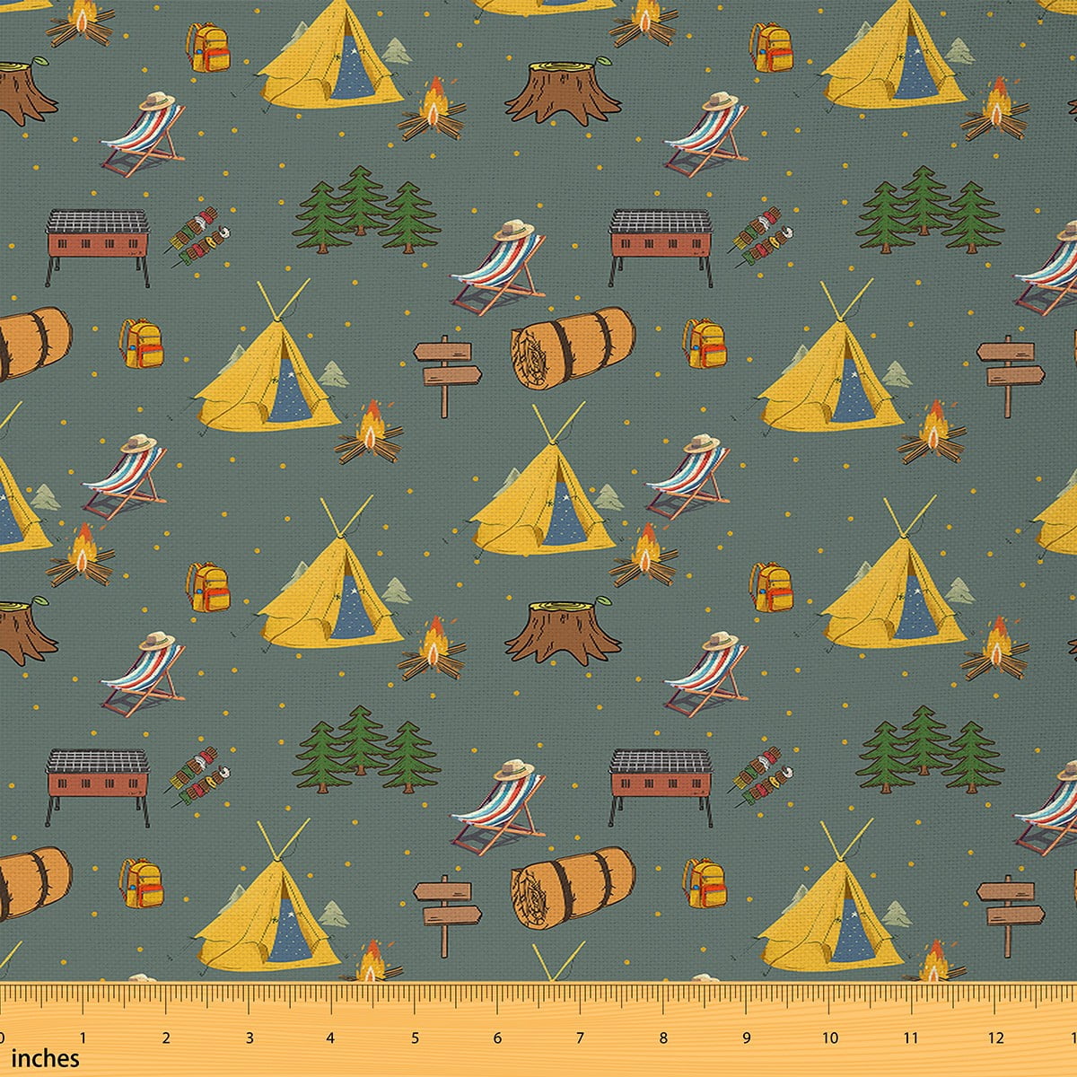Feelyou Rustic Camping Fabric by the Yard 10 Yards, Adventure Lover ...