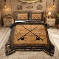 thumbnail image 1 of Feelyou Rustic Cross Fishing Wooden Queen Comforter Set for Men, Vintage Wood Outdoor Lake Nautical Fishing Bedding Comforter Set, Brown, Black Reversible, 3pcs, 1 of 6