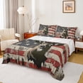 thumbnail image 1 of Feelyou Rustic Deer Animal Bed Sheets, Farmhouse Wooden Cabin King Sheets, Retro American Flag Sheet Set, Microfiber Bedroom Decor, 4 Pieces, 1 of 7