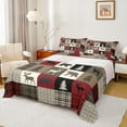 thumbnail image 1 of Feelyou Rustic Farmhouse Bear Twin Sheet Sets, Reindeer Moose Wildlife Twin Fitted Sheet, Red Brown Square Plaid Flat Sheet, Ultra Soft Bedroom Decor, 3-Piece, 1 of 8