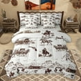 thumbnail image 1 of Feelyou Rustic Farmhouse Bedding Comforter Set 7pcs, Hippie Cowgirl Cowboy Queen Bedding Sets, Vintage Western Cabin Reversible Queen Sheet Sets, Ultra Soft Bedroom Decor, 1 of 7