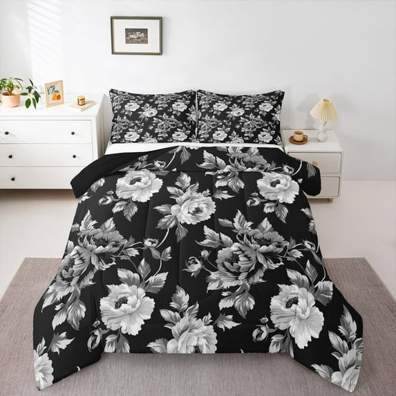 Feelyou Rustic Farmhouse Floral Bedding Comforter Set, Retro French Style Twin Comforter Sets, Romantic Garden Flower Reversible Bedding Set, Luxury Bedroom Decor, 2 Pieces