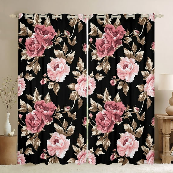 Feelyou Rustic Farmhouse Floral Blackout Curtains Set of 2 (52x84 Each), Retro French Style Window Curtains, Romantic Garden Flower Curtains and Drapes, Blackout Curtains Bedroom Decor