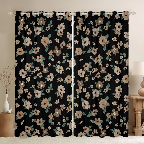 Feelyou Rustic Farmhouse Floral Blackout Curtains Set of 2 (52x84 Each), Retro French Style Window Curtains, Romantic Garden Flower Curtains and Drapes, Blackout Curtains Bedroom Decor