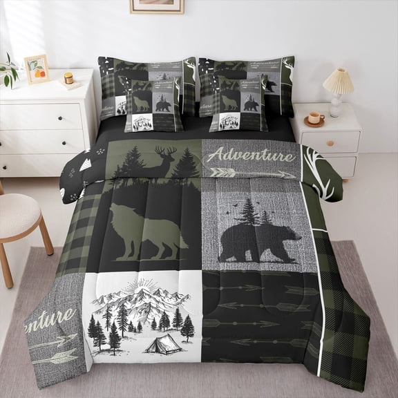 Feelyou Rustic Farmhouse Twin Bedding Sets 7pcs, Buffalo Bedding Comforter Set