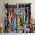 thumbnail image 1 of Feelyou Rustic Fishing Wooden Plank Black Out Curtains for Men, Fish Hook Marine Curtains Pack of 2 (42x63 Each), Grey Blue, 1 of 6