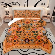 Feelyou Rustic Flower Floral Queen Comforter Set, Bohemian Mandala Bedding Sets, Vintage Western Fashion Reversible Bedd