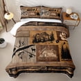 thumbnail image 1 of Feelyou Rustic Forest Fishing Bed Spread Queen for Men, Wooden Lake House Queen Coverlet Set, Brown, 3 Pieces, 1 of 7