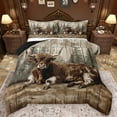 thumbnail image 1 of Feelyou Rustic Highland Cow Queen Comforter Set for Kids, Vintage Lodge Cabin Bedding Sets, Jungle Wildlife Reversible Bedding Comforter Set, Lightweight Room Decor, 3-Piece, 1 of 8