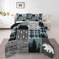 thumbnail image 1 of Feelyou Rustic Hunting Full Size Comforter Sets, Blue Buffalo Bedding Sets, 3pcs, 1 of 7