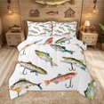 thumbnail image 1 of Feelyou Rustic Lake Fishing Queen Comforter Set for Kids Boys, Cartoon Farmhouse Animal Bedding Comforter Set, Reversible, 3-Piece, 1 of 6