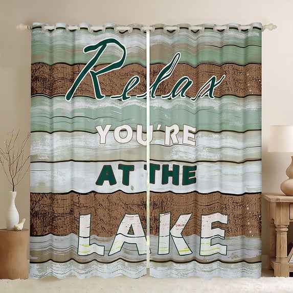 Feelyou Rustic Lake House Black Out Curtains, Hunting and Fishing Curtains Pack of 2 (42x63 Each), Farmhouse Adventure Bedroom Curtains, Curtains and Drapes Home Decor