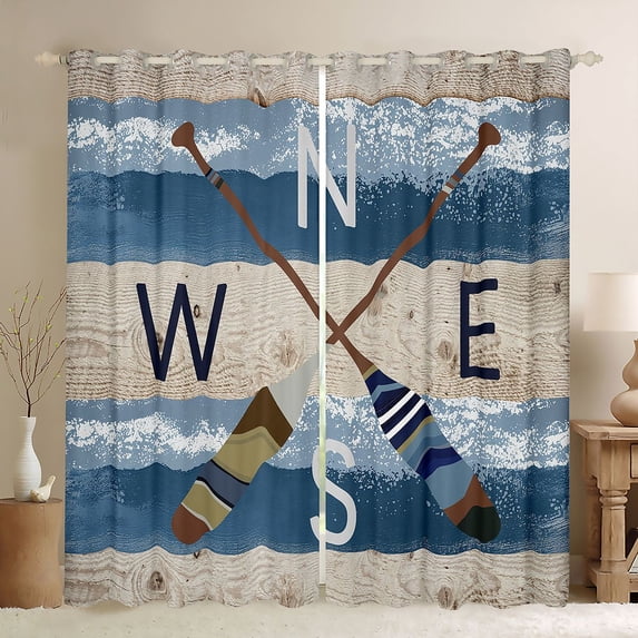 Feelyou Rustic Lake House Curtains Pack of 2 (42x84 Each), Wooden Boat Paddle Curtains Blackout, Rustic Farmhouse Theme Bedroom Curtains, Blackout Curtains Room Decor