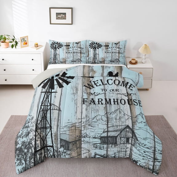 Feelyou Rustic Lake House Queen Comforter Set, Adventure Camping Bedding Set, 3pcs