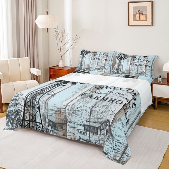 Feelyou Rustic Lake House Twin Sheet Sets, Adventure Camping Bedding, 3pcs