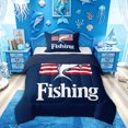 thumbnail image 1 of Feelyou Rustic Largemouth Bass Fish Twin Comforter Sets for Men Adults, Retro USA Star Stripe Bedding Set, Navy Red, Blue Reversible, 2 Pieces, 1 of 6