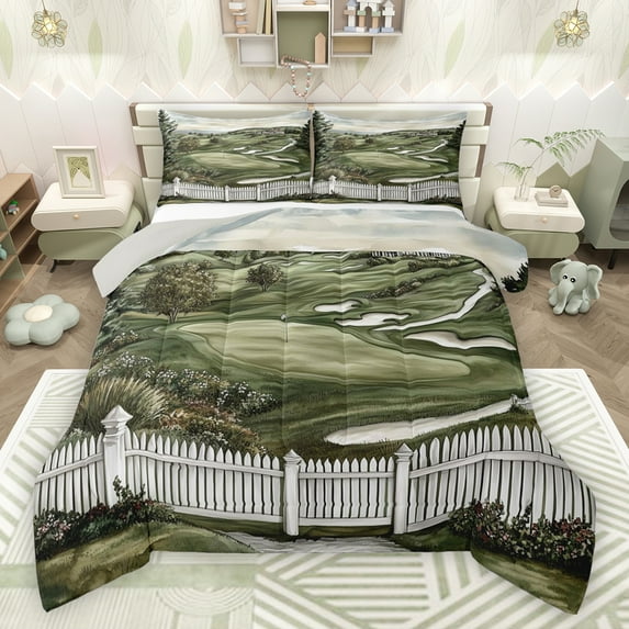 Feelyou Rustic Lodge Cabin Queen Comforter Set, Nature Scenery Bedding Sets, Vintage Western Farmhouse Reversible Bedding Comforter Set, Lightweight Room Decor, 3 Pieces