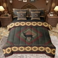 thumbnail image 1 of Feelyou Rustic Moose Deer Bedding Comforter Set 7pcs, Vintage Hippie Aztec Queen Bedding Sets, Tribal Triangle Abstract Reversible Queen Sheet Sets, Microfiber Bedroom Decor, 1 of 7