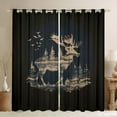 thumbnail image 1 of Feelyou Rustic Moose Deer Black Out Curtains, Lodge Cabin Curtains Pack of 2 (42x63 Each), 1 of 6
