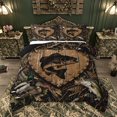 thumbnail image 1 of Feelyou Rustic Outdoor Bass Fishing Full Size Comforter Sets for Men Boys, Country Woodland Animal Bedding Sets, Brown, Black Reversible, 3-Piece, 1 of 6