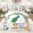 thumbnail image 1 of Feelyou Rustic Peacock 7pcs Bedding Set, Hippo Elephant Wildlife Queen Sheet Set, 1 of 8