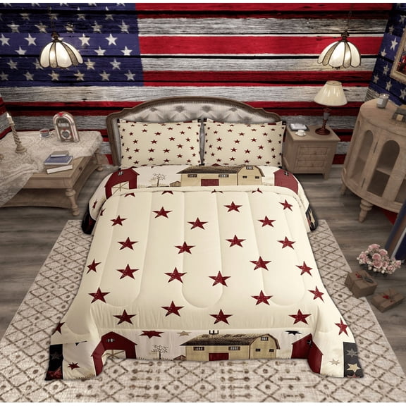 Feelyou Rustic Texas Stars Bedding Comforter Set for Teen, Rustic Lodge Cabin Twin Comforter Sets, Vinatge Fashion Bedding Set, Ultra Soft Home Decor, 2-Piece