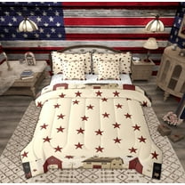 Feelyou Rustic Texas Stars Twin Bedding Sets 7-Piece for Teen, Rustic Lodge Cabin Bedding Comforter Set, Vinatge Fashion Sheet Sets, Ultra Soft Home Decor