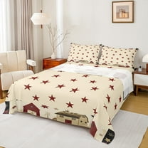 Feelyou Rustic Texas Stars Twin Sheet Sets for Teen, Rustic Lodge Cabin Twin Fitted Sheet, Vinatge Fashion Flat Sheet, Ultra Soft Home Decor, 3-Piece