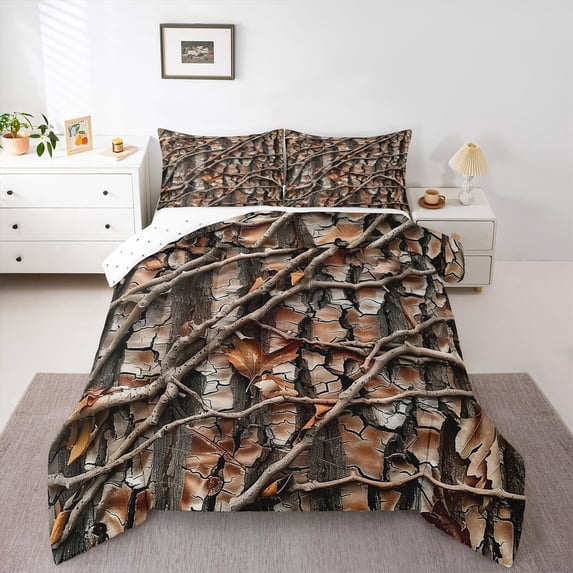 Feelyou Rustic Tree Branches Twin Comforter Sets, Leaf Botanical Bedding Set, 2 Pieces