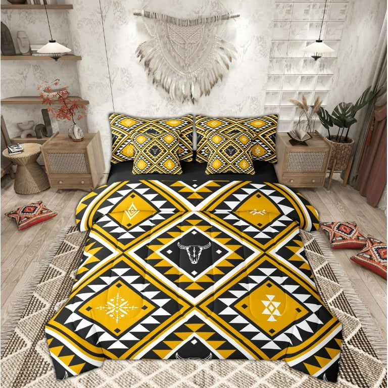 Feelyou Rustic Western Geometric Bedding Comforter Set 7pcs