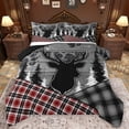 thumbnail image 1 of Feelyou Rustic Wildlife Deer Full Size Comforter Sets, Red Grey Checkered Buffalo Bedding Comforter Set, Vintage Western Farmhouse Reversible Bedding Sets, Luxury Bedroom Decor, 3-Piece, 1 of 8