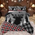thumbnail image 1 of Feelyou Rustic Wildlife Deer Queen Comforter Set, Red Grey Checkered Buffalo Bedding Sets, Vintage Western Farmhouse Reversible Bedding Comforter Set, Luxury Bedroom Decor, 3-Piece, 1 of 8