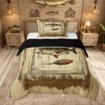 thumbnail image 1 of Feelyou Rustic Wood Plank Bass Fish Twin Comforter Sets for Men, Wooden Outdoor Lake Marine Bedding Set, Brown, Black Reversible, 2-Piece, 1 of 6