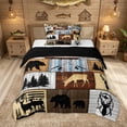 thumbnail image 1 of Feelyou Rustic Wood Plank Cabin Twin Comforter Sets for Men Boys, Forest Deer Bear Animal Bedding Set, Brown, Black Reversible, 2-Piece, 1 of 6