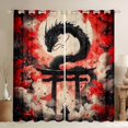 thumbnail image 1 of Feelyou Samurai Japanese Dragon Black Out Curtains for Boys, Galaxy Cherry Blossoms Curtains Pack of 2 (42x63 Each), Dark Crimson, 1 of 6