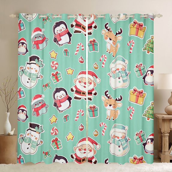 Feelyou Santa Claus Child Black Out Curtains, Merry Christmas Curtains Pack of 2 (42x63 Each), Kawaii Cartoon Style Bedroom Curtains, Blackout Curtains Bedroom Decor