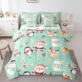 thumbnail image 1 of Feelyou Santa Claus Child Twin Bedding Sets 7-Piece, Merry Christmas Bedding Comforter Set, Kawaii Cartoon Style Reversible Sheet Sets, Microfiber Bedroom Decor, 1 of 7