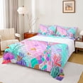 thumbnail image 1 of Feelyou Sea Mermaid Princess Bed Sheets, Blue Pink Fish Scale King Sheets, 4pcs, 1 of 7