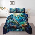 thumbnail image 1 of Feelyou Sea Turtle Full Size Comforter Sets, Cartoon Marine Animal Bedding Sets, 3pcs, 1 of 8