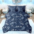 thumbnail image 1 of Feelyou Shark Coral Twin Bedding Sets 7pcs, Blue Cartoon Sea Animal Bedding Comforter Set, 1 of 8