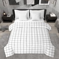 thumbnail image 1 of Feelyou Simple White Plaid Comforter Set 7pcs, Fashion Lines Buffalo Queen Bedding Sets, 1 of 8
