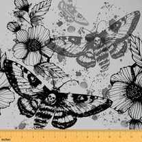 Feelyou Skeleton Moth Child Fabric by the Yard 1 Yard, Bohemian Mandala Flower Sewing Fabric, Hippie Halloween Home Decor Fabric by the Yard, Luxury Bedroom Decor