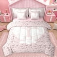 thumbnail image 1 of Feelyou Skeleton Skull Twin Bedding Sets 7-Piece, Gothic Romantic Love Heart Bedding Comforter Set, Pink Valentines Day Reversible Sheet Sets, Ultra Soft Bedroom Decor, 1 of 8