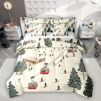 Feelyou Skiing Boy Twin Bedding Sets 7pcs, Outdoor Sports Lover Bedding Comforter Set